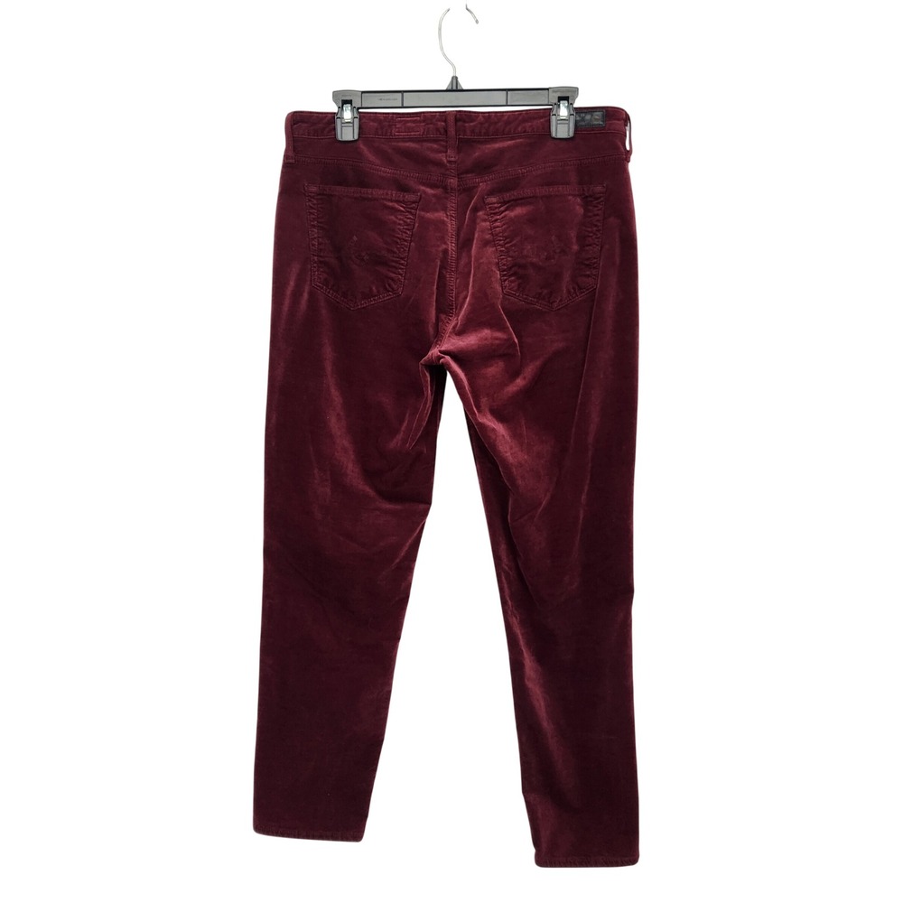 AG Adriano Goldschmied Stevie Ankle Velvet Pants Cranberry Red 32R